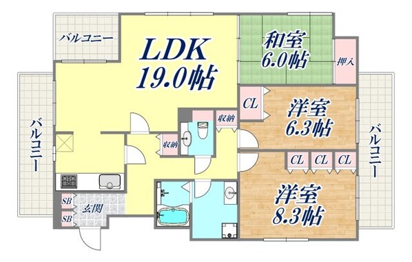 ロイヤルフェルティ東灘住吉の物件間取画像